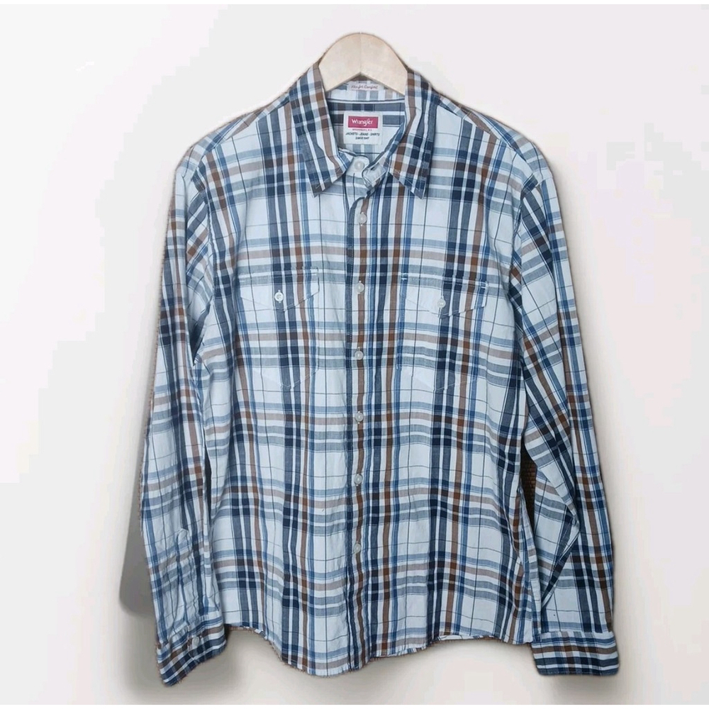 Wrangler Mens Shirt Large Flex Comfort Button Down Long Sleeve